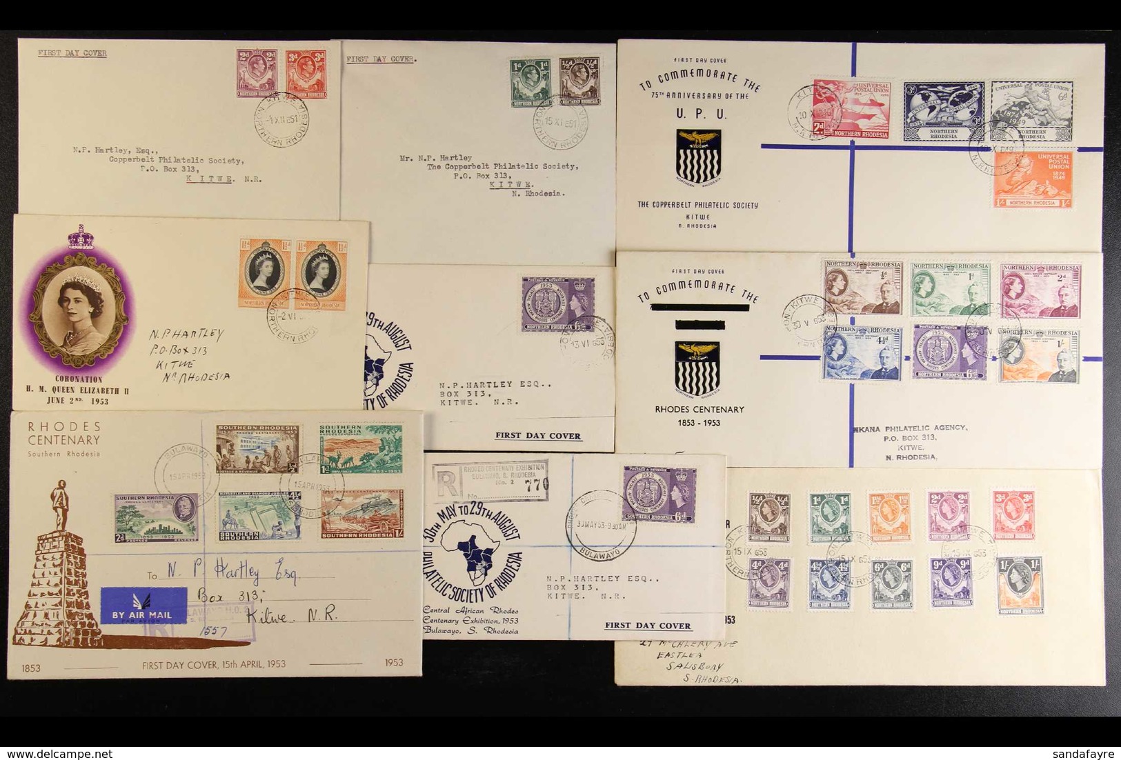 THE RHODESIAS FIRST DAY COVERS - Group Incl. (following All On Illustrated Envelopes) Northern Rhodesia 1949 UPU, 1953 R - Sonstige & Ohne Zuordnung
