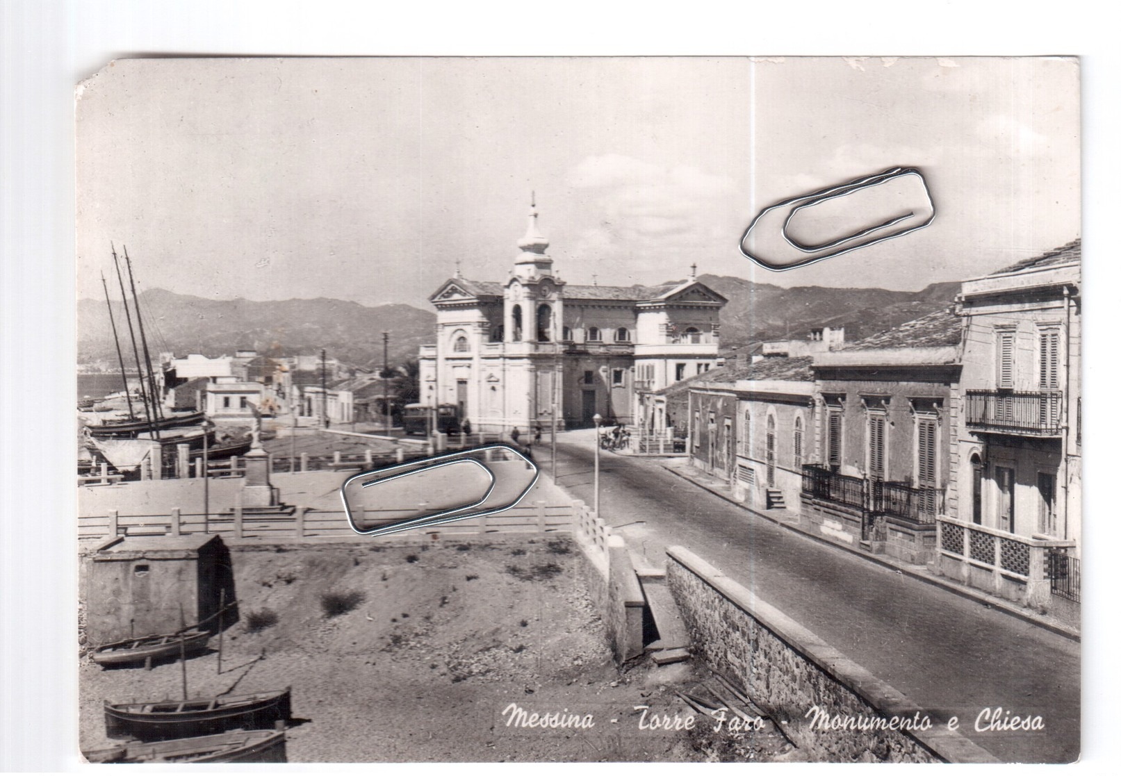 MESSINA TORRE FARO MONUMENTO E CHIESA ANNI 50 NON VIAGGIATA - Messina