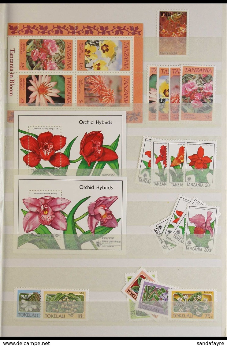 FLOWERS BRITISH COMMONWEALTH Mostly 1980's To Early 1990's All Different Mainly Complete Sets & Mini-sheets On Stock Pag - Zonder Classificatie