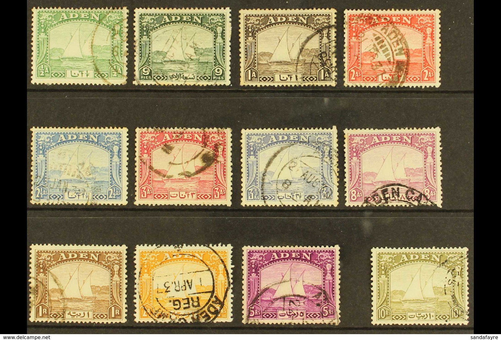 1937 Dhow Set Complete, SG 1/12, Fine To Very Fine Used, Few Small Gum Faults On Lower Values, 1r To10r Very Fine. (12 S - Aden (1854-1963)