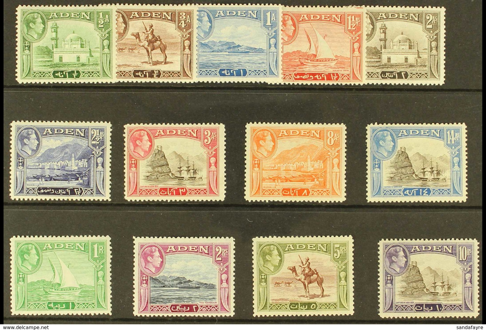 1939-48 Complete KGVI Set, SG 16/27, Fine Mint. (13 Stamps) For More Images, Please Visit Http://www.sandafayre.com/item - Aden (1854-1963)