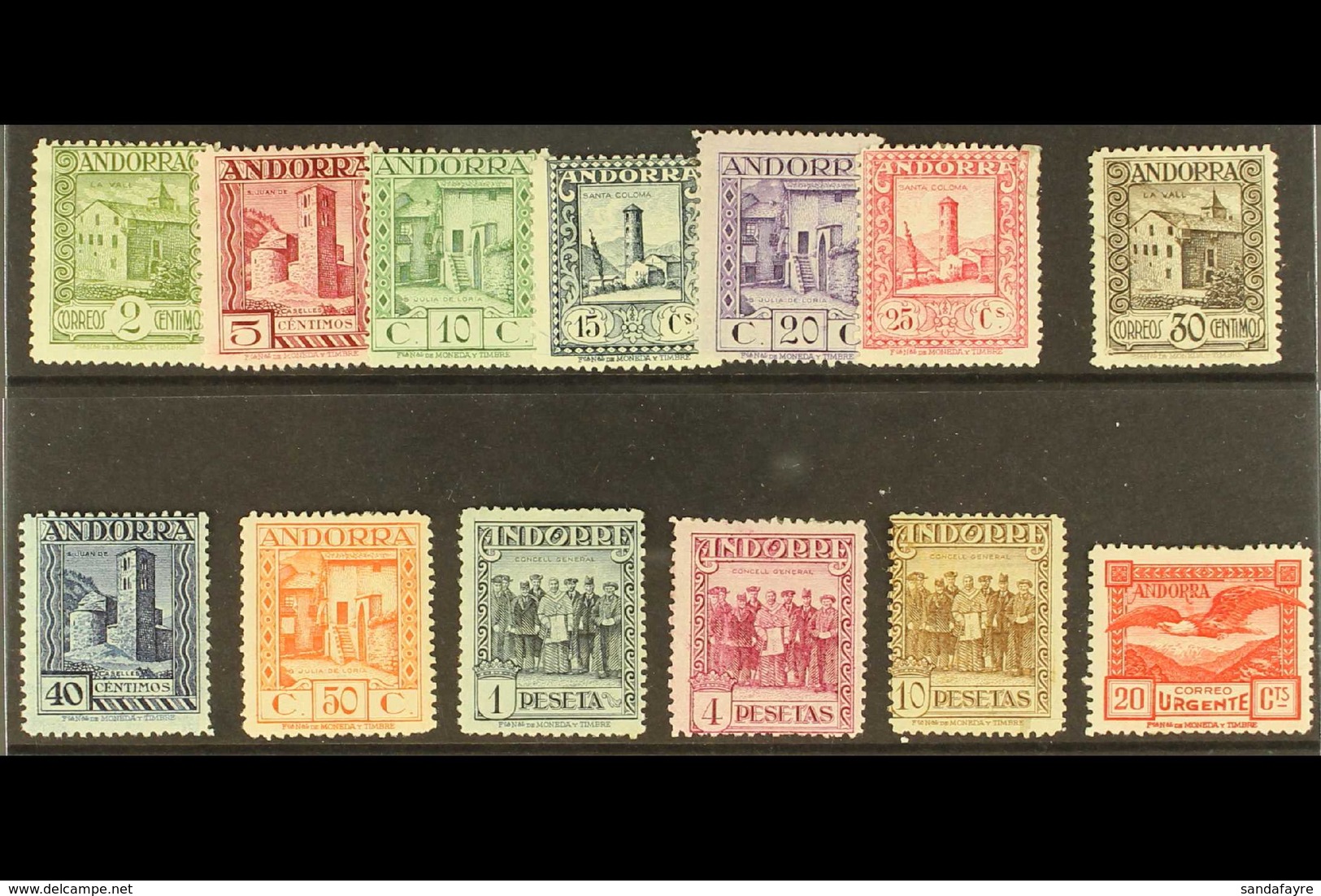 SPANISH 1929-37 (perf 11) Complete Set Including Express, Yvert 15A/27A, Mint, The 25c With Corner Fault But Generally F - Autres & Non Classés