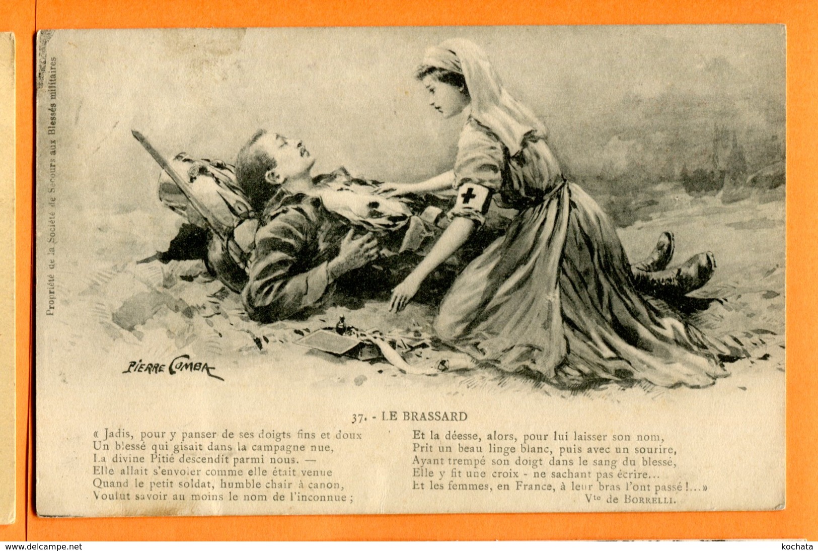 LIP642, Le Brassard, Pierre Comba, Vte De Borrelli, Secours Militaire, Inter Arma Caritas, Circulée 1914 - Croce Rossa