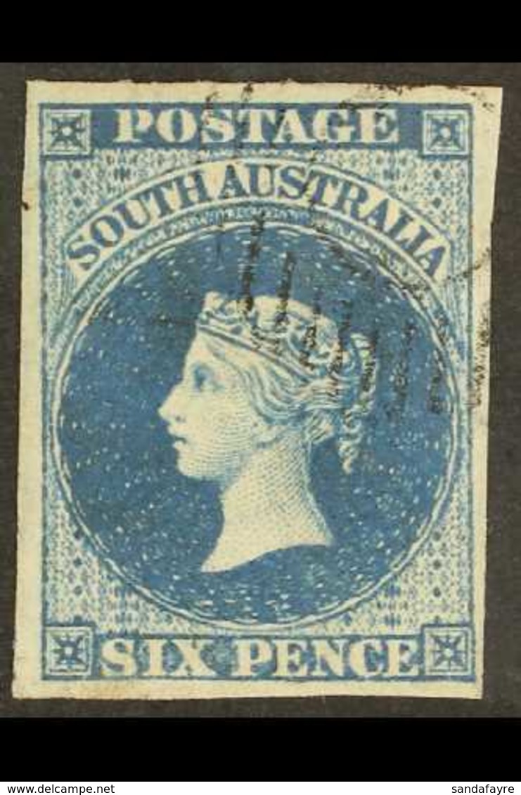SOUTH AUSTRALIA 1855 6d Deep Blue Imperf, SG 3, Superb Used. A Beauty. For More Images, Please Visit Http://www.sandafay - Andere & Zonder Classificatie