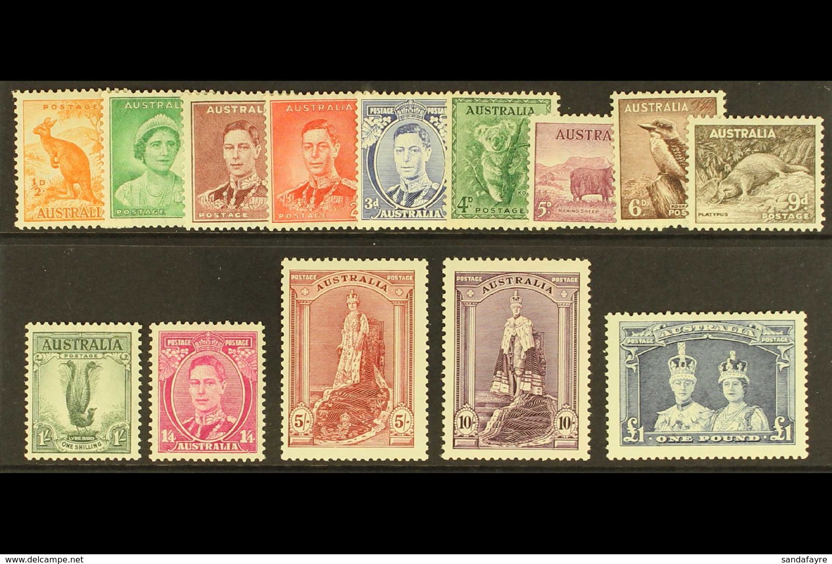 1937-49 KGVI Defins Set Complete, P13½x14 Or P14x13½, SG 164/78, Very Fine Mint (14 Stamps). For More Images, Please Vis - Autres & Non Classés