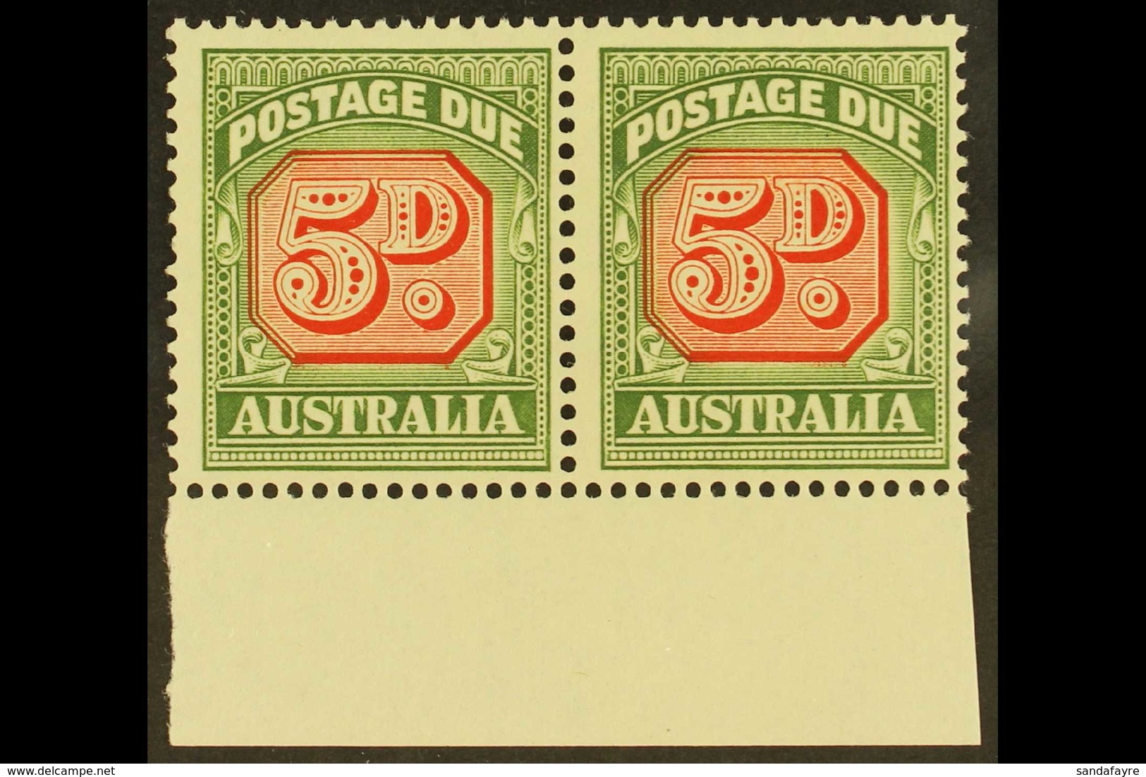 POSTAGE DUE 1958-60 5d Die II, SG 136a, Never Hinged Mint Marginal Pair (2 Stamps) For More Images, Please Visit Http:// - Other & Unclassified