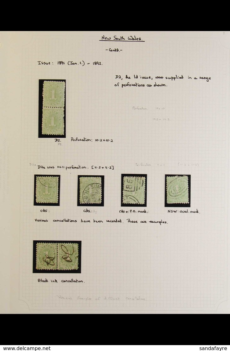 POSTAGE DUES 1891-1960. OLD TIME MINT & USED COLLECTION Presented On Album Pages That Includes New South Wales 1891-7 ½d - Autres & Non Classés