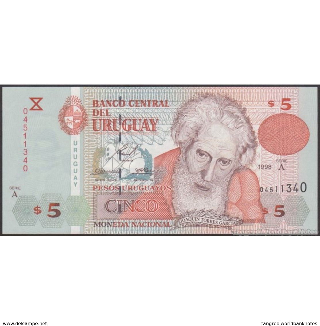 TWN - URUGUAY 80a - 5 Pesos Uruguayos 1998 Serie A﻿ UNC - Uruguay