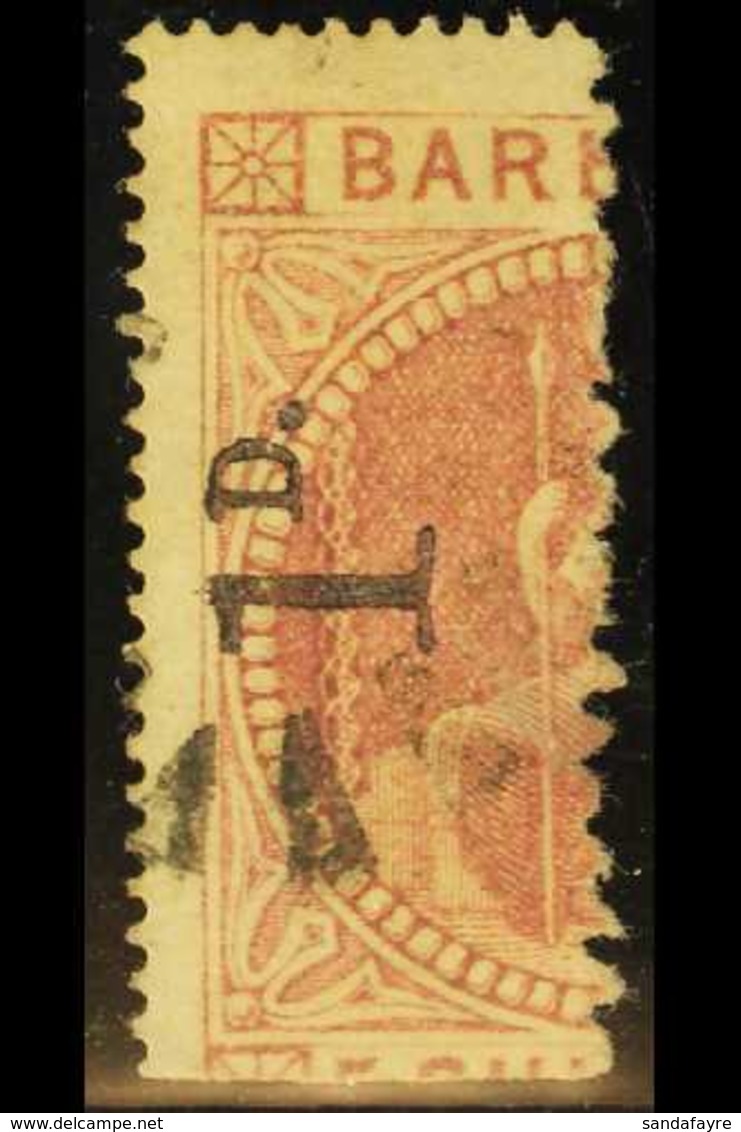 1878 1d On Half 5s Dull Rose, Surcharged With Smaller Numeral & "D", SG 88, Very Fine Used. For More Images, Please Visi - Barbades (...-1966)