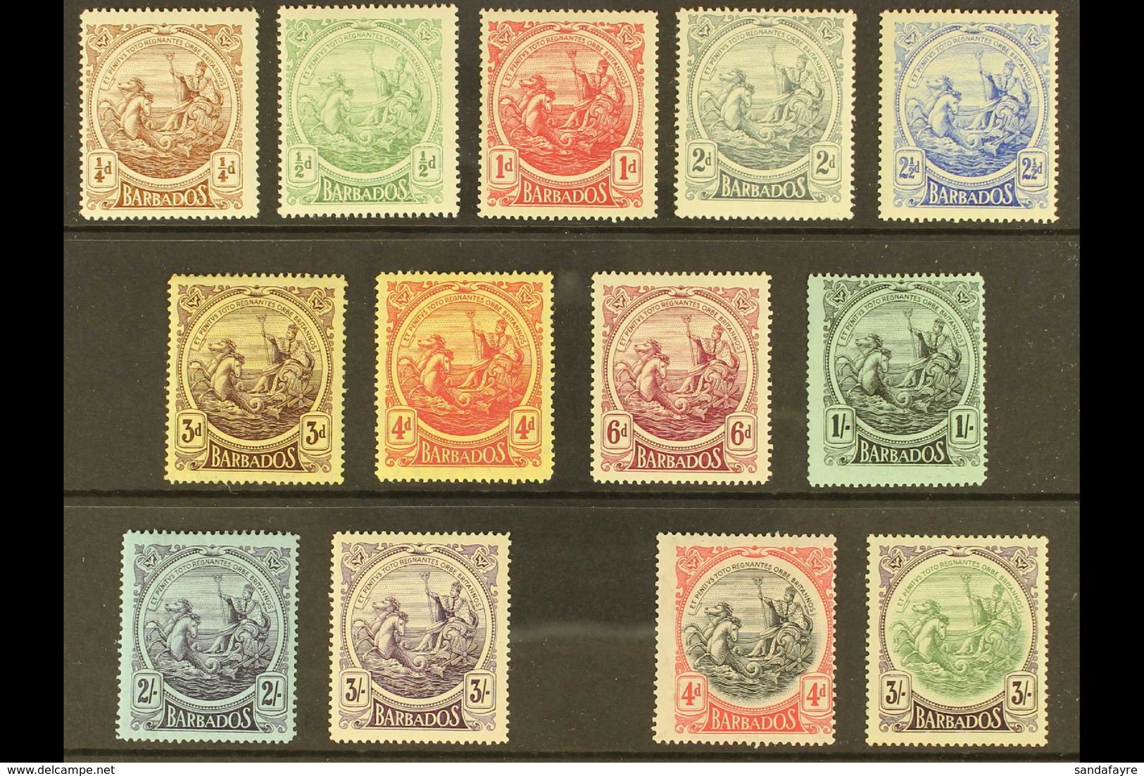 1916-18 Seal Of Colony Definitives Plus 1918 Changed Colours 4d & 3s, SG 181/91, 199/200, Fine Mint (13 Stamps).  For Mo - Barbades (...-1966)