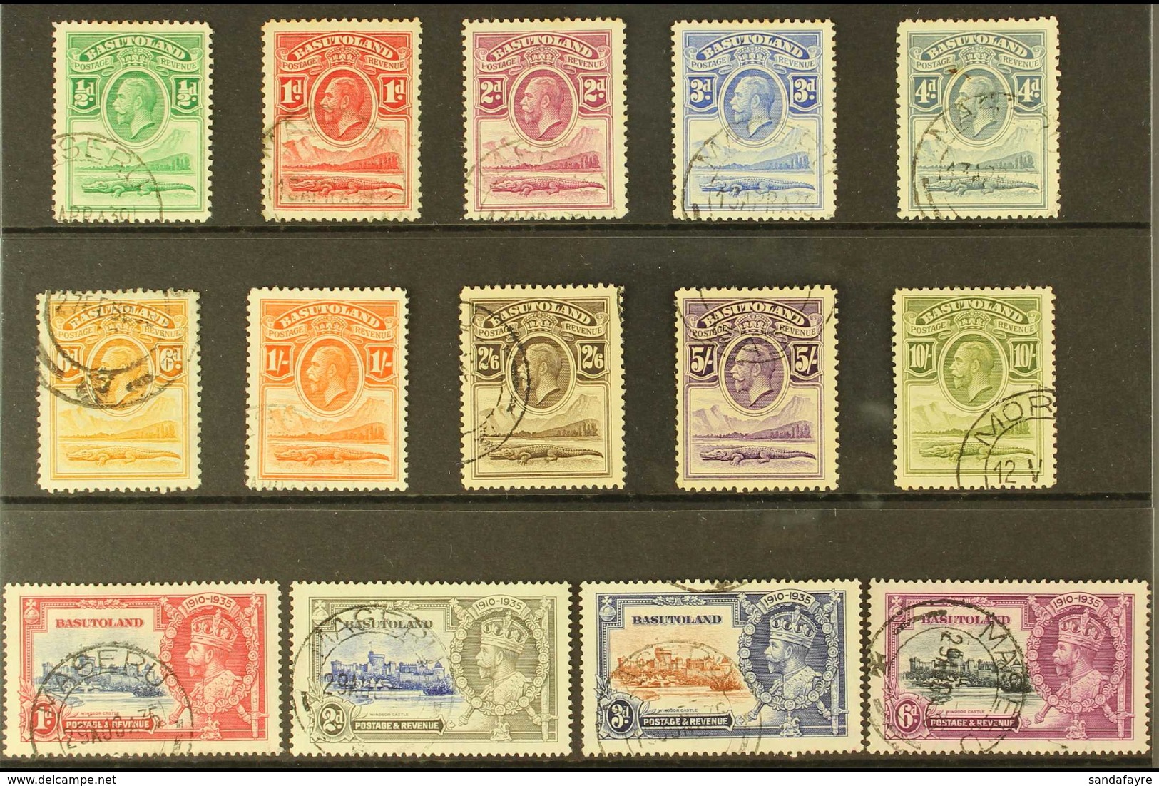 1933-35 COMPLETE USED KGV COLLECTION Presented On A Stock Card With The 1933 Definitive Set & 1935 Jubilee Set, SG 1/14, - Andere & Zonder Classificatie