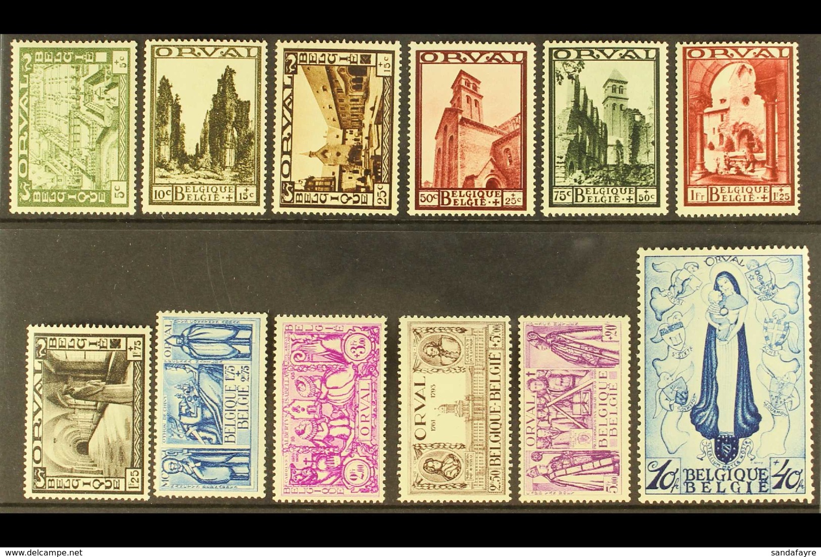 1933 Orval Abbey Restoration Fund Complete Set (SG 633/44, Michel 354/65, COB 363/74, Scott B132/42), Very Fine, Lightly - Other & Unclassified