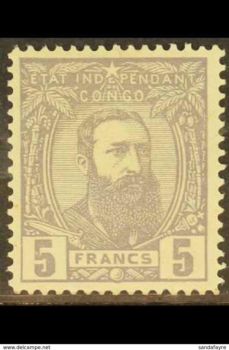 BELGIAN CONGO 1887-94 5f. Violet, COB 11, Very Fine mint With Excellent Centering For These, Expertised On Reverse And W - Sonstige & Ohne Zuordnung