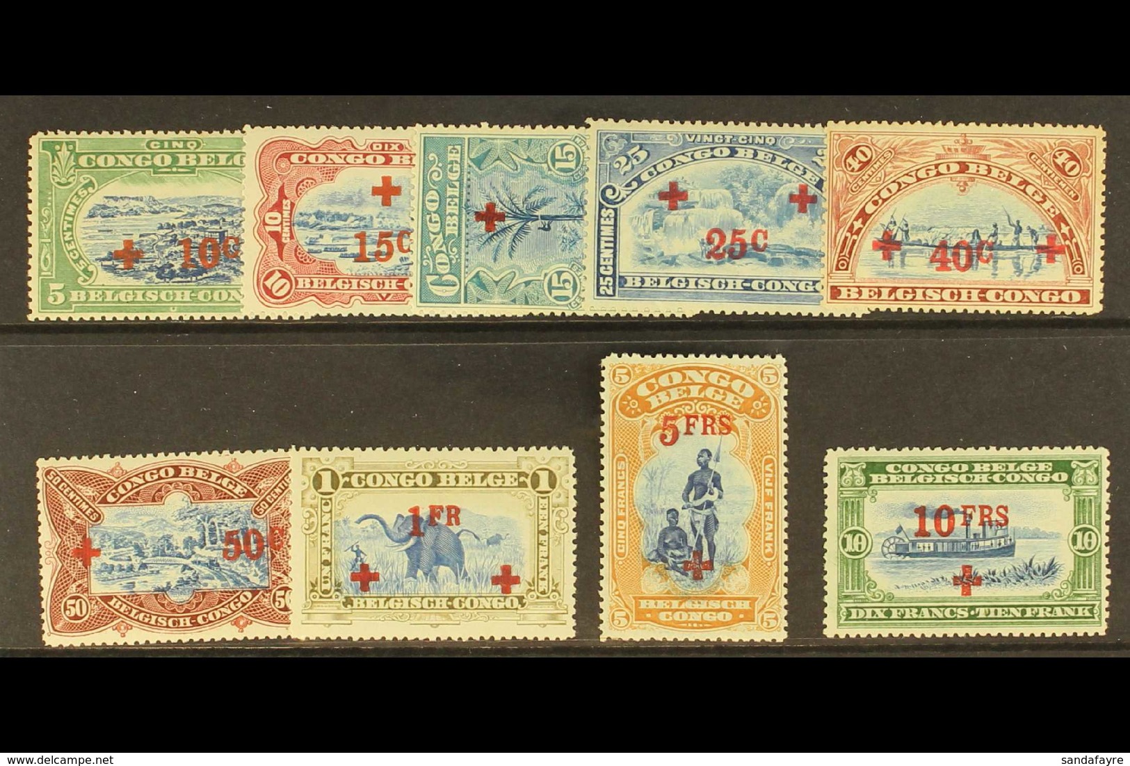 BELGIAN CONGO 1918 Red Cross Fund Set, COB 72/80, Fine Never Hinged Mint. (9 Stamps) For More Images, Please Visit Http: - Altri & Non Classificati