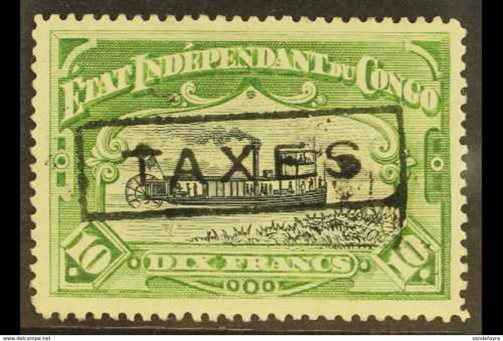 CONGO 1908 Stamp Tax 10f Green And Black, COB TX6D, Fine Mint, Expert Mark. For More Images, Please Visit Http://www.san - Andere & Zonder Classificatie