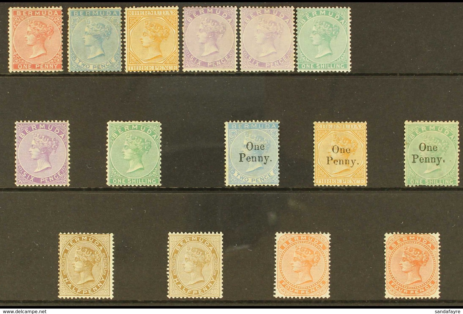 1865-1903 CC WATERMARK COLLECTION. A Valuable Old Time Mint Or Unused Collection With Vibrant Colours, Presented On A St - Bermuda