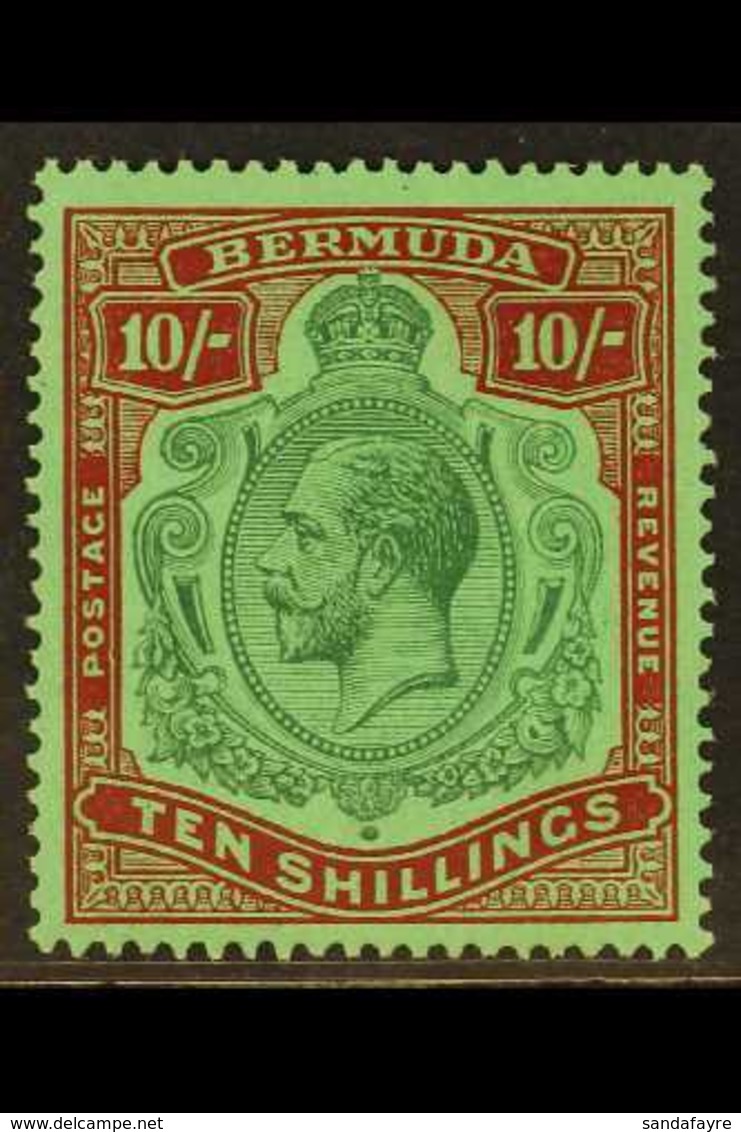 1924-32 10s Green And Red On Deep Emerald, SG 92g, Superb Nhm. For More Images, Please Visit Http://www.sandafayre.com/i - Bermuda