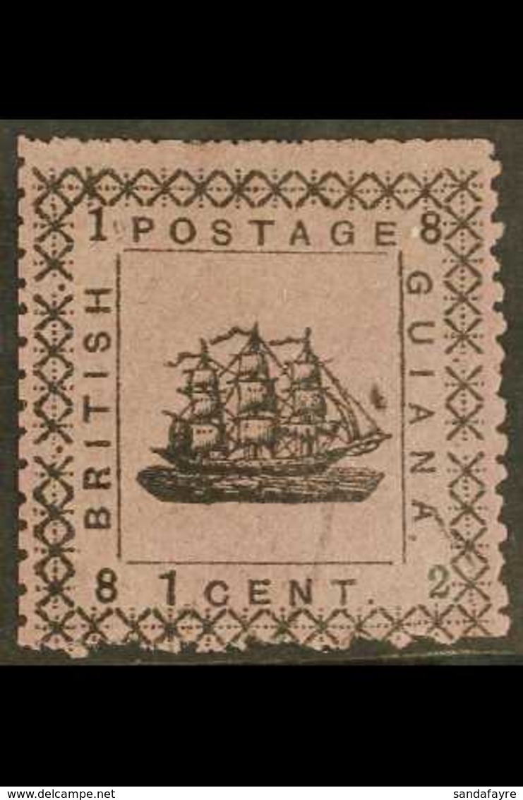 1882 1c Black On Magenta Ship Type 27 WITHOUT 'SPECIMEN' Perforation Variety, SG 164a, Used With Small Part Indistinct C - Britisch-Guayana (...-1966)