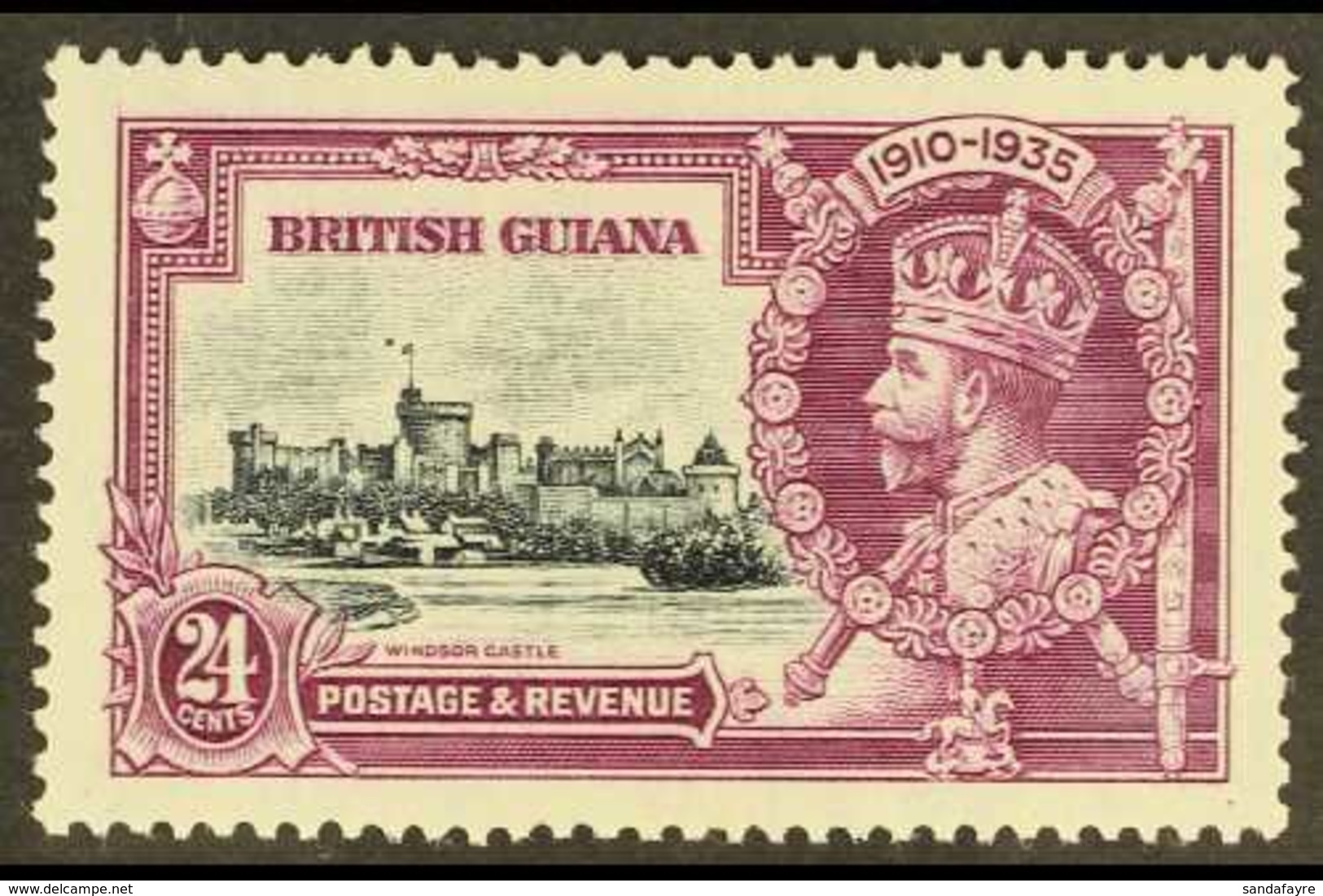 1935 24c Slate & Purple Jubilee DOT BY FLAGSTAFF Variety, SG 304h, Fine Mint, One Short Perf At Top, Very Fresh. For Mor - British Guiana (...-1966)