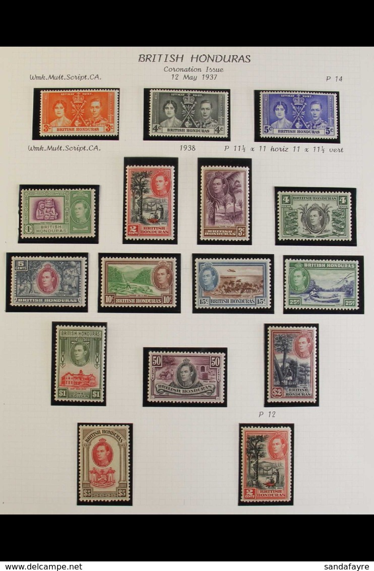 1937-1951 COMPLETE FINE MINT COLLECTION In Hingeless Mounts On Leaves, ALL DIFFERENT, Includes 1938-47 Pictorials Set, 1 - Honduras Británica (...-1970)