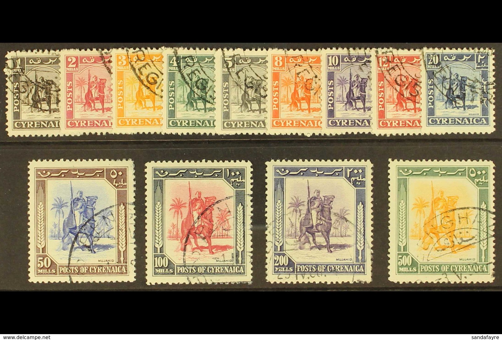 CYRENAICA 1950 Mounted Warrior Set Complete, SG 136/148, Very Fine Used. (13 Stamps) For More Images, Please Visit Http: - Italian Eastern Africa