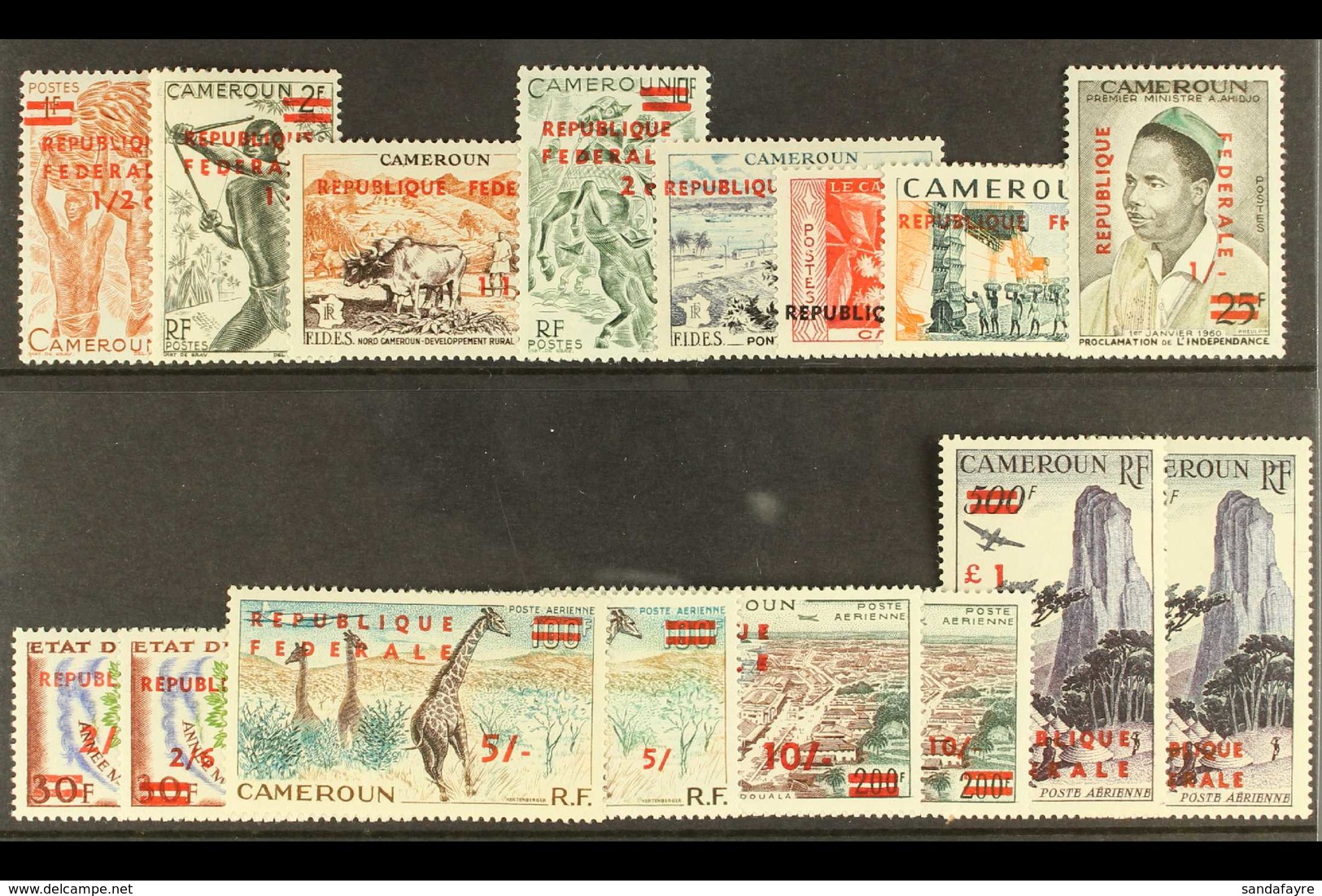 1961 Reunification "Republique Federal" Surcharge Overprinted Postal & Air Post Set, Yv 320/28 & Air Yv 49/51, Plus Over - Other & Unclassified