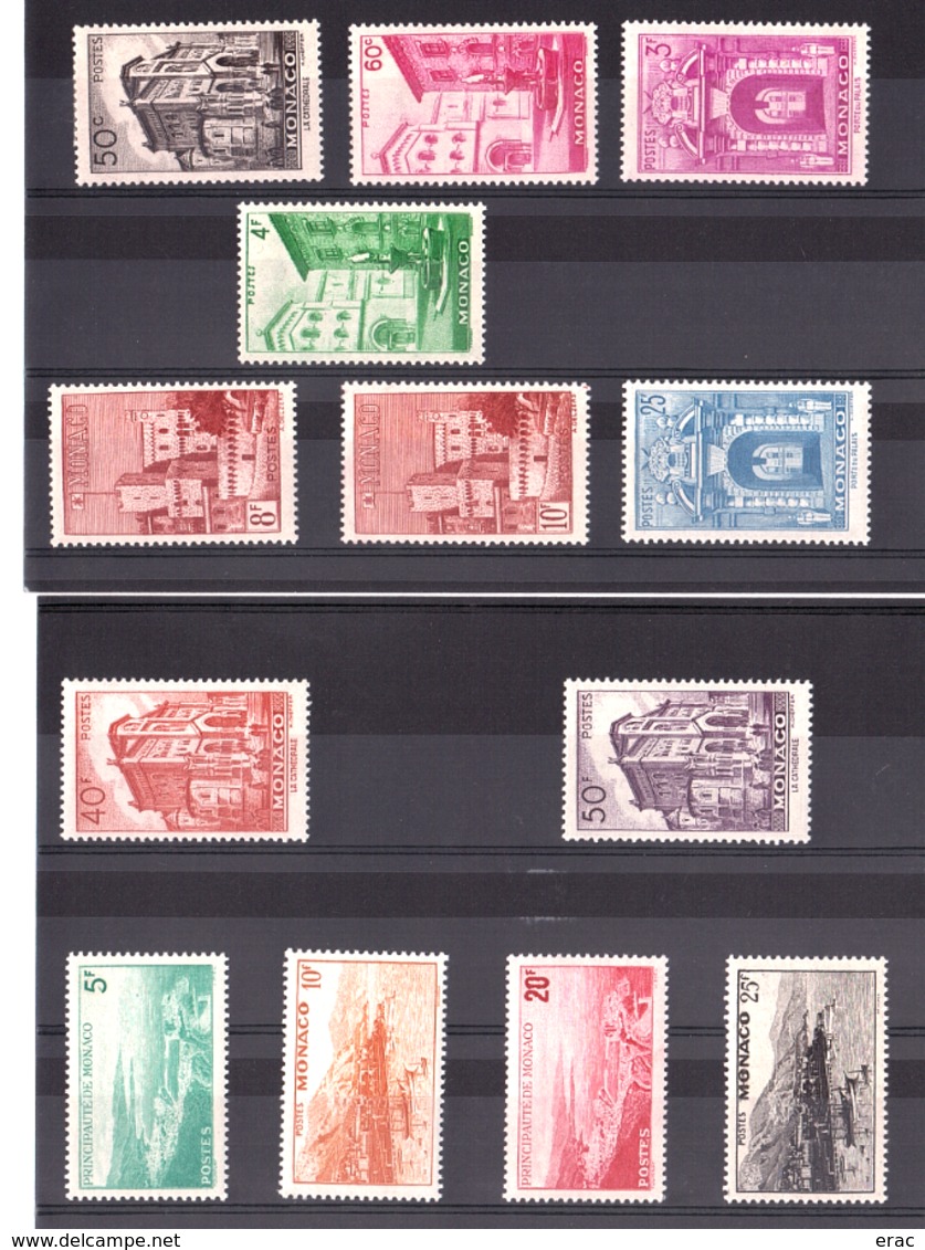 Monaco - 1948 - N° 307 à 313 - Neufs * - Variété (impression Empâtée) Sur 20F - Vues De La Principauté - Unused Stamps