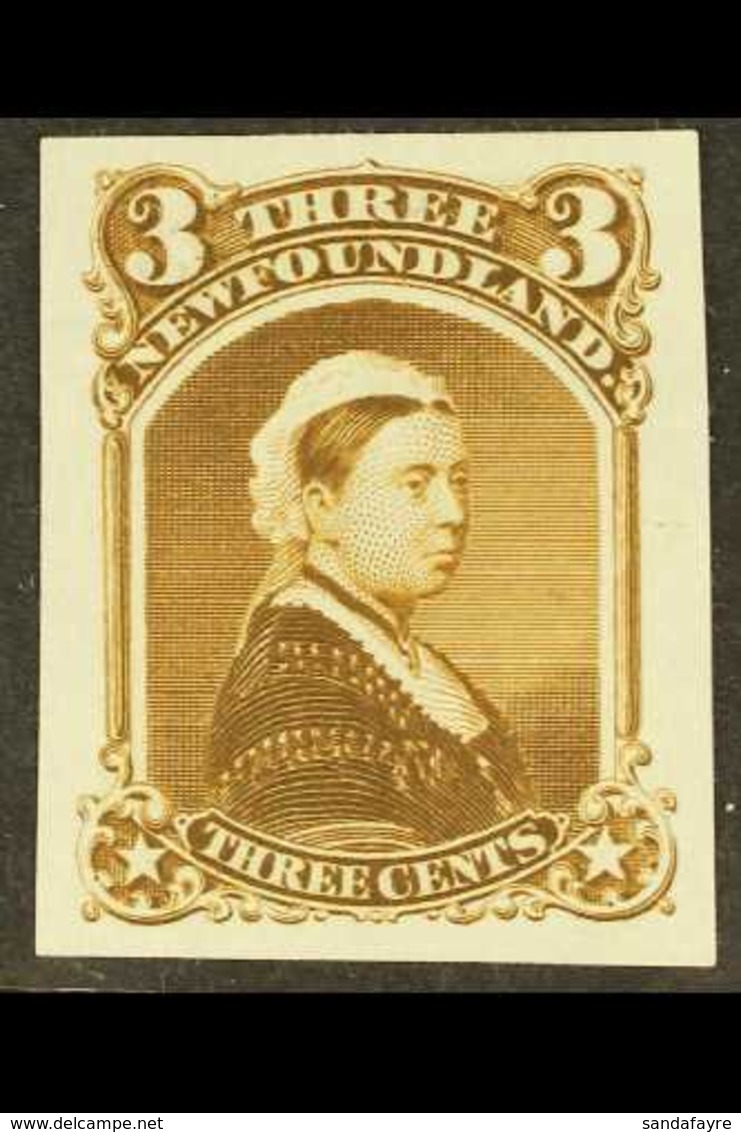 1868-73 3c Queen Victoria (as SG 36) Imperf Plate Proof In Brown On India Paper, Unitrade 33TCvi, Very Fine. For More Im - Sonstige & Ohne Zuordnung