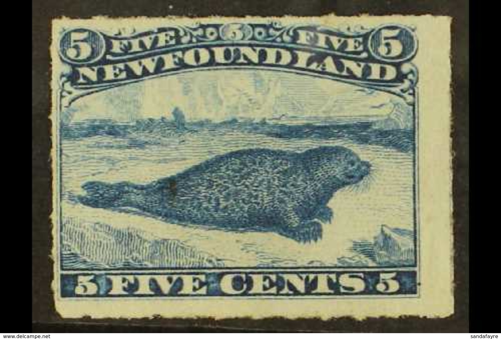 1876-79 5c Blue Common Seal, Rouletted, SG 43, Fine Mint With Original Gum. For More Images, Please Visit Http://www.san - Other & Unclassified