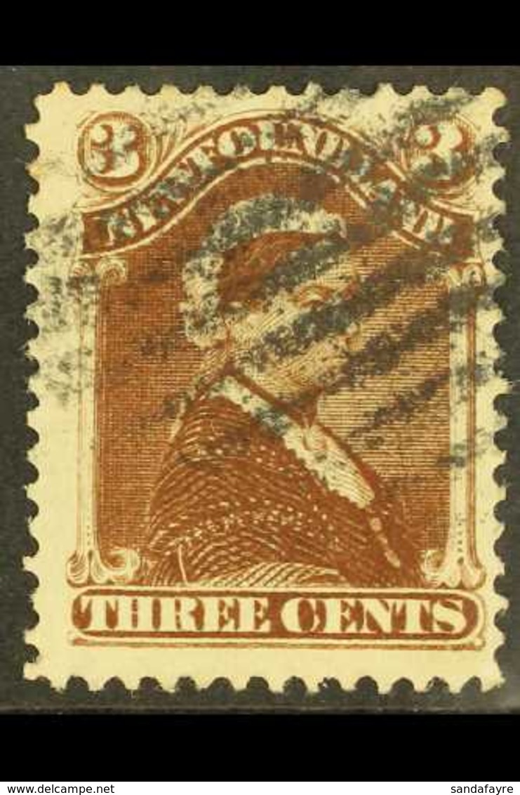 1896-98 3c Chocolate-brown Reissue, SG 65a, Good Colour And Neat Barred Cancel. For More Images, Please Visit Http://www - Sonstige & Ohne Zuordnung