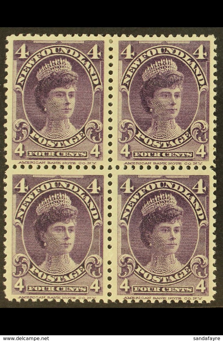 1897-1918 4c Violet Queen Mary, SG 43, A Superb Mint BLOCK OF FOUR, With The Lower Two Stamps Never Hinged. An Attractiv - Other & Unclassified