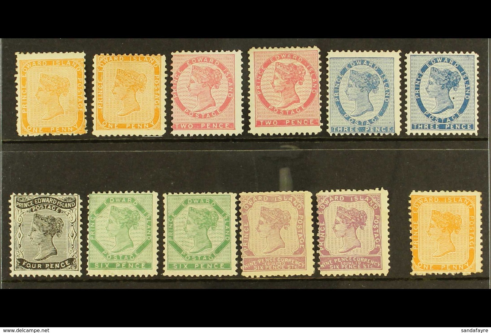 1863-68 FRESH MINT SELECTION On A Stock Card. Includes 1863 Perf 11½-12 1d Yellow Orange (x2), 2d Rose (x2), 3d Blue, 3d - Other & Unclassified