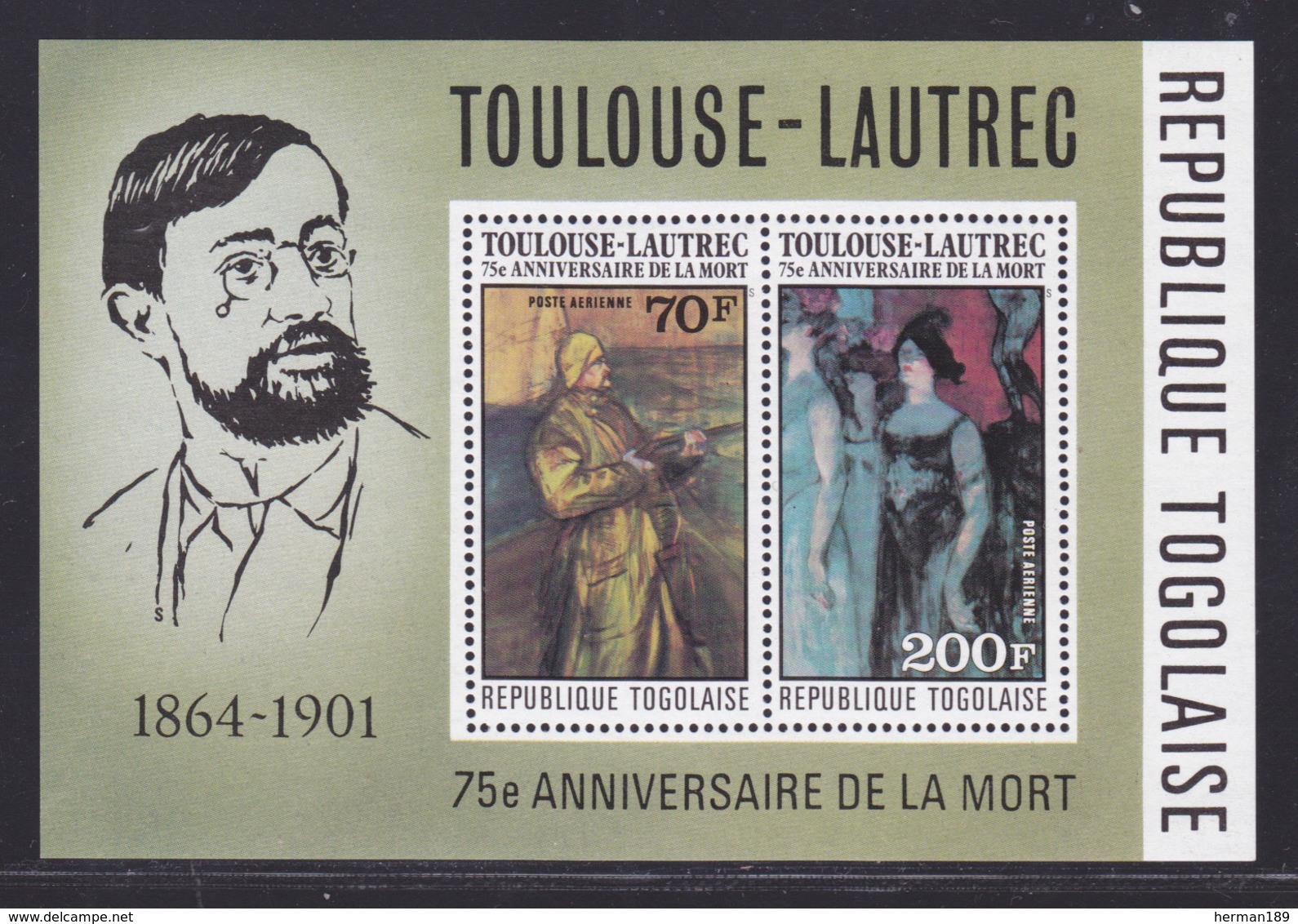 TOGO BLOC N°   97 ** MNH Neuf Sans Charnière, TB (CLR375) Tableaux Toulouse Lautrec - 1976 - Togo (1960-...)