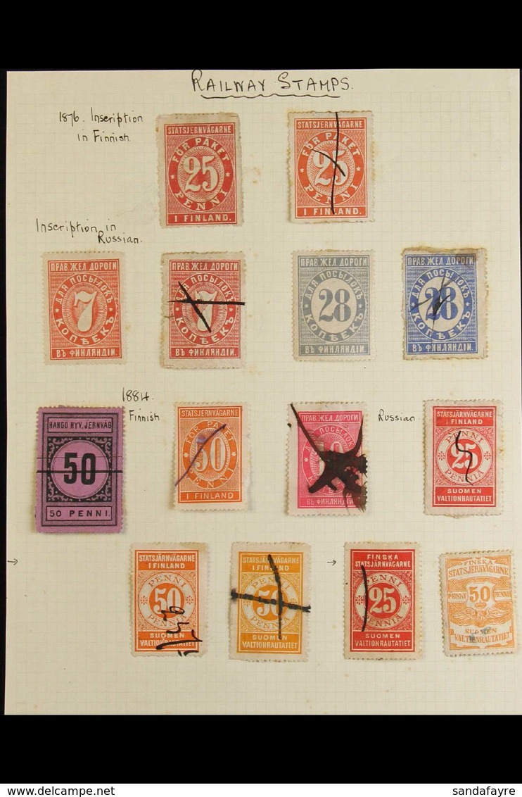 RAILWAY STAMPS 1871-1884 Old Mint & Used Collection On Leaves, Includes Various State Railways Issues, Plus Borga - Kerv - Other & Unclassified