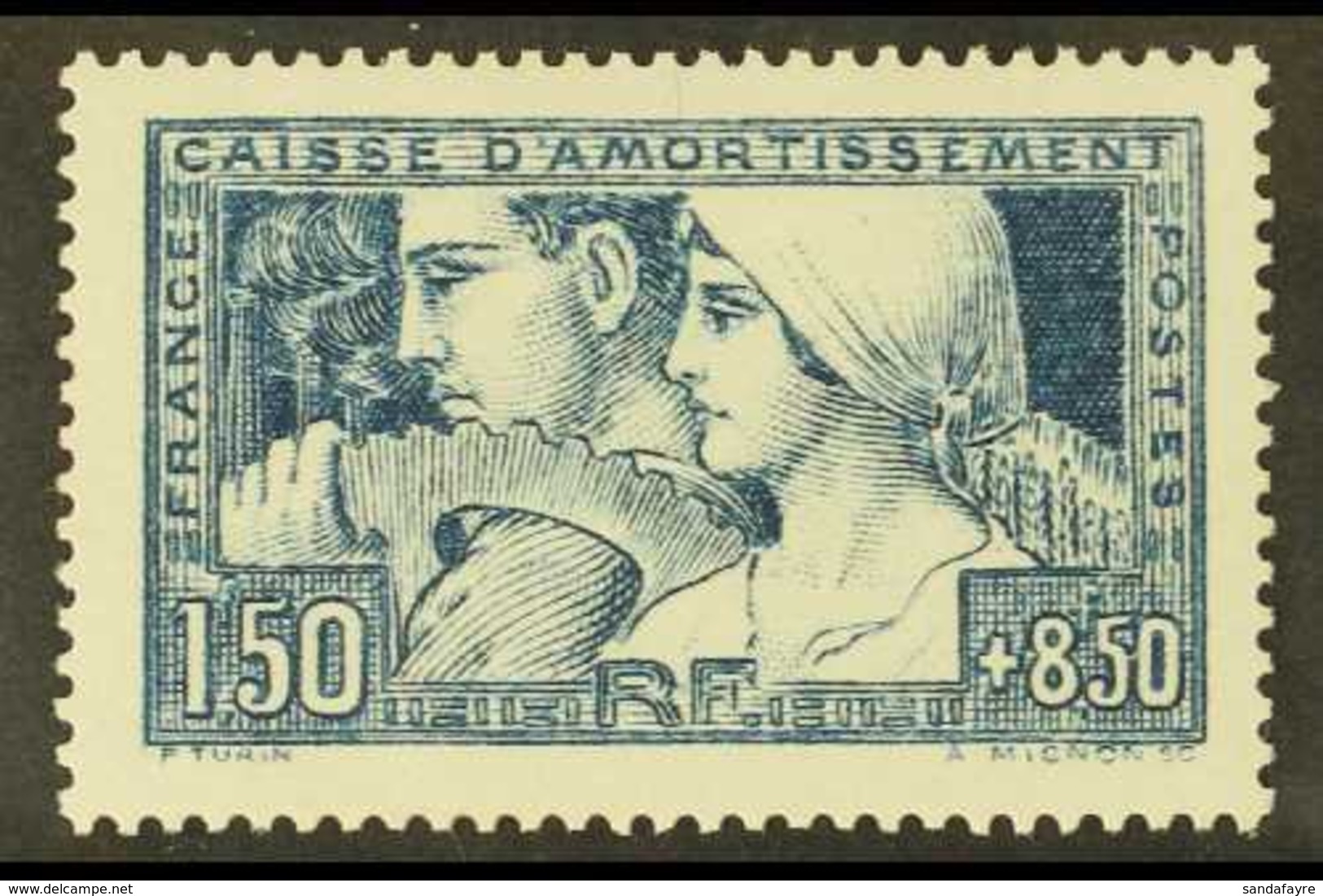 1928 1fr50 + 8fr50 Blue "Le Travail", Type 1, Yv 252, Very Fine Mint.  For More Images, Please Visit Http://www.sandafay - Sonstige & Ohne Zuordnung