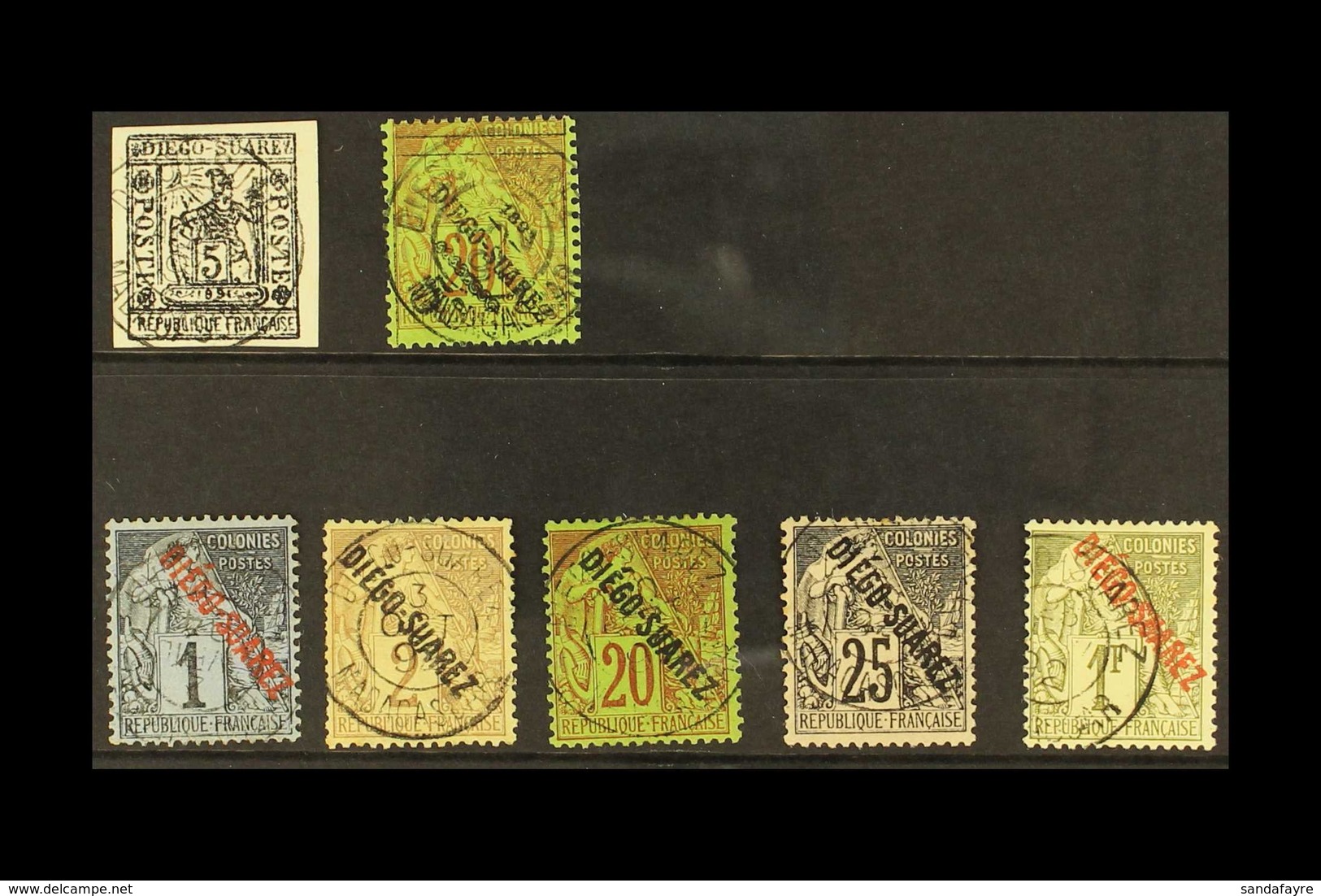 DIEGO-SUAREZ 1891-2 FINE USED GROUP Comprises 1891 Imperf 5c Black, 1891 5c On 20c, 1892 Diagonal Overprints With Five D - Other & Unclassified