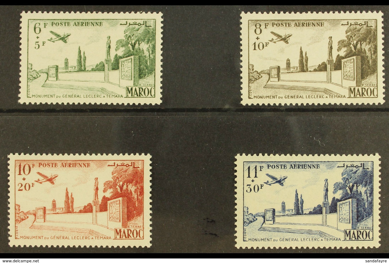 MOROCCO 1952 Monument To General Leclerc UNISSUED AIR SET, Yvert 89/92 (Maury 89A/D), Superb Never Hinged Mint. (4 Stamp - Andere & Zonder Classificatie