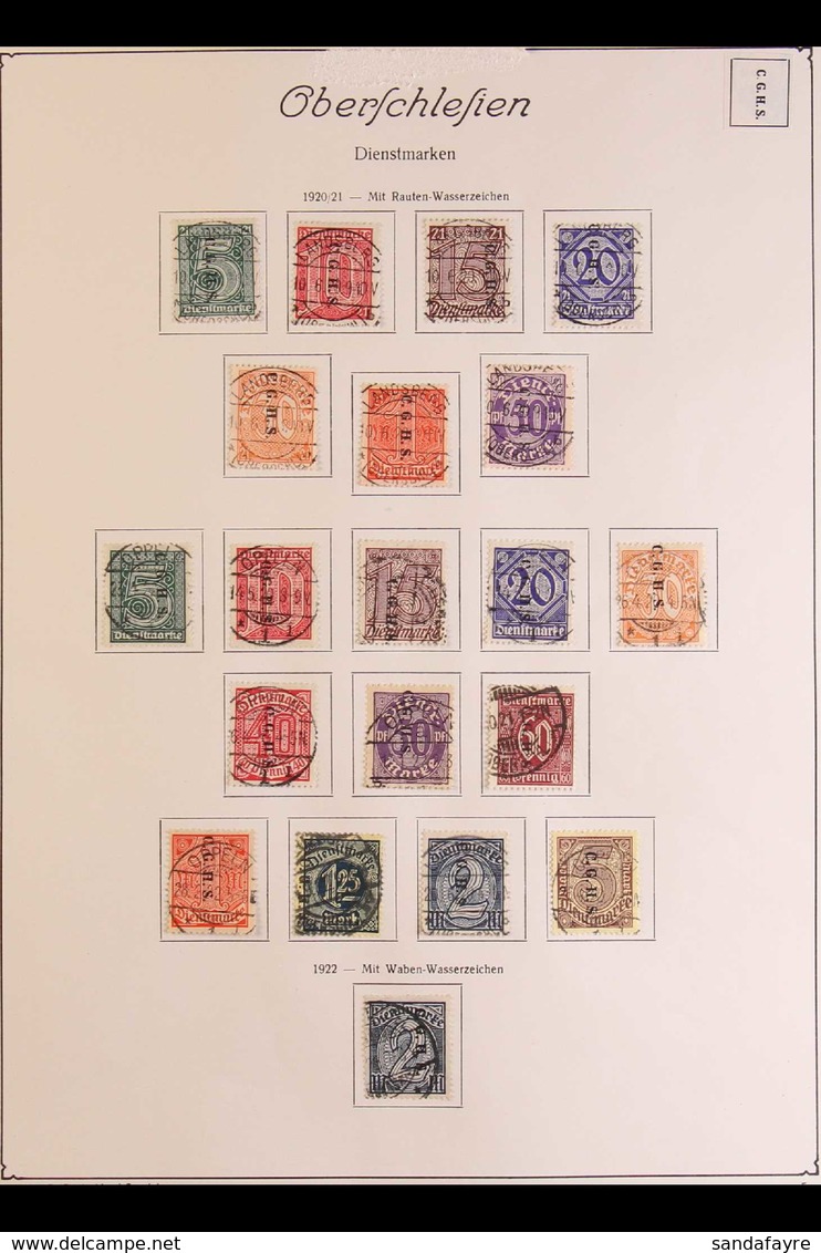 UPPER SILESIA 1920-22 COMPLETE GERMAN VOTING AREAS "C.G.H.S" USED OVERPRINT COLLECTION. A Seldom Seen Complete Collectio - Andere & Zonder Classificatie