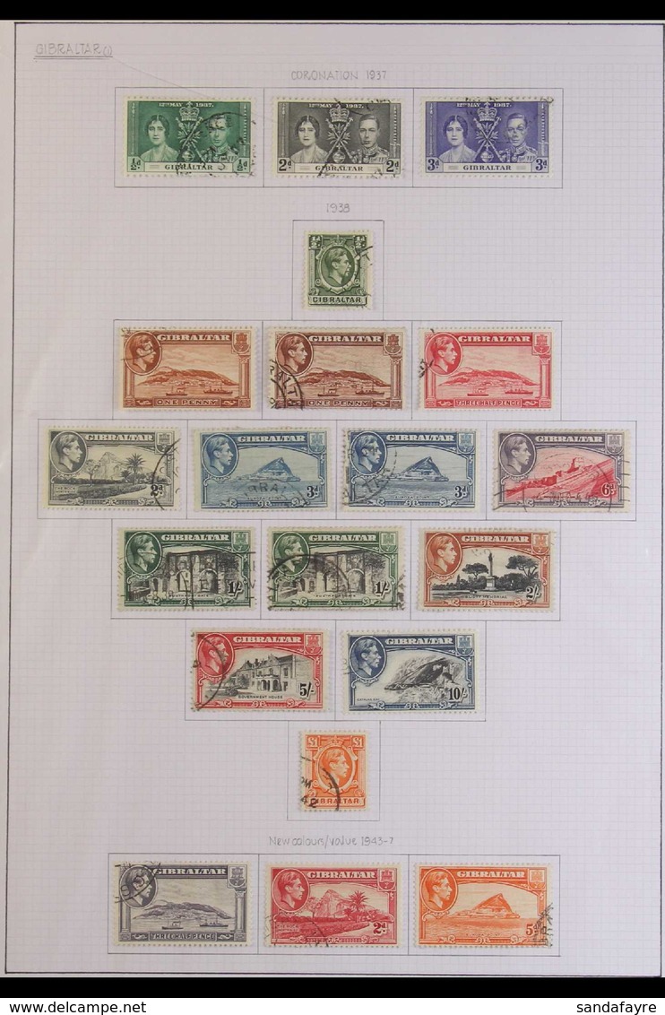 1937-69 COLLECTION OF USED SETS Neatly Presented On Album Pages & Includes The 1938-51 KGVI Pictorial Definitive Set, 19 - Gibraltar