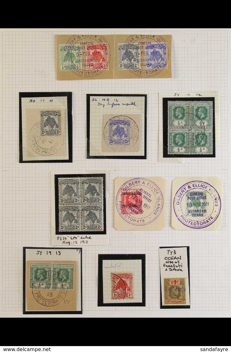 OCEAN / BUTARITARI ISLAND POSTMARK SELECTION 1910s very Fine Used Group Of Stamps Cancelled With "Butaritari" Or "Ocean  - Gilbert & Ellice Islands (...-1979)