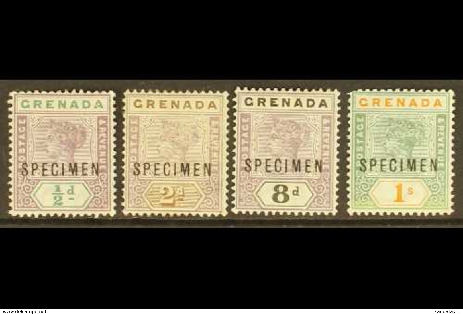 1895-99 Key Plate "SPECIMEN" Overprints Showing Broken "M" (position 41), ½d, 2d (no Gum), 8d And 1s (thin), Scarce. (4  - Grenada (...-1974)
