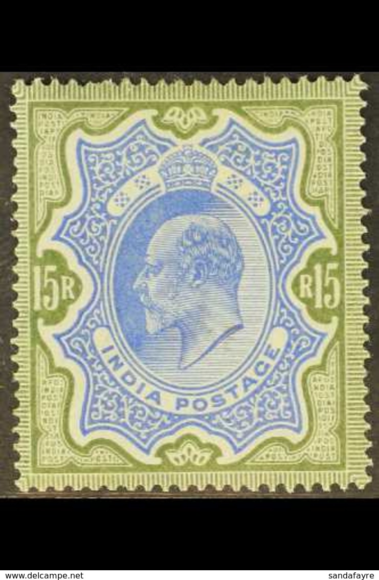 1902-11 15r Blue And Olive Green, SG 146, Fine Mint, One Shorter Perf At Top. For More Images, Please Visit Http://www.s - Other & Unclassified