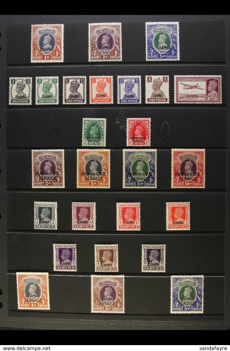 CHAMBA 1938-47 MINT KGVI COLLECTION On A Stock Page. Includes 1942-47 1r, 2r & 5r, White Background Issue Range To 14a,  - Other & Unclassified