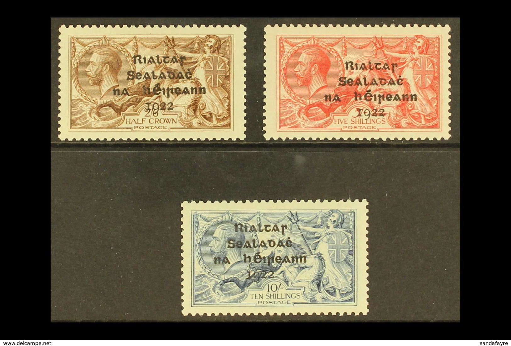 1922 2s6d, 5s & 10s Seahorses With Dollard Overprints Complete Set, SG 17/21, Hibernian T12/14, Superb Mint, Barest Trac - Other & Unclassified