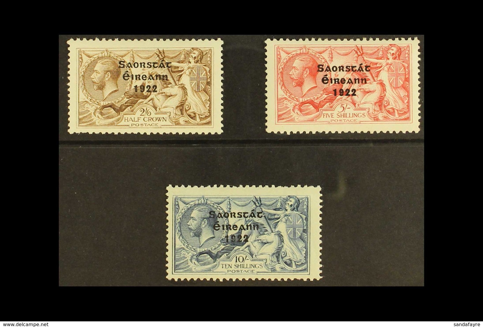 1922-23 2s6d, 5s & 10s Seahorses Opt'd By Thom, SG 64/66, Very Fine Mint (3 Stamps) For More Images, Please Visit Http:/ - Sonstige & Ohne Zuordnung