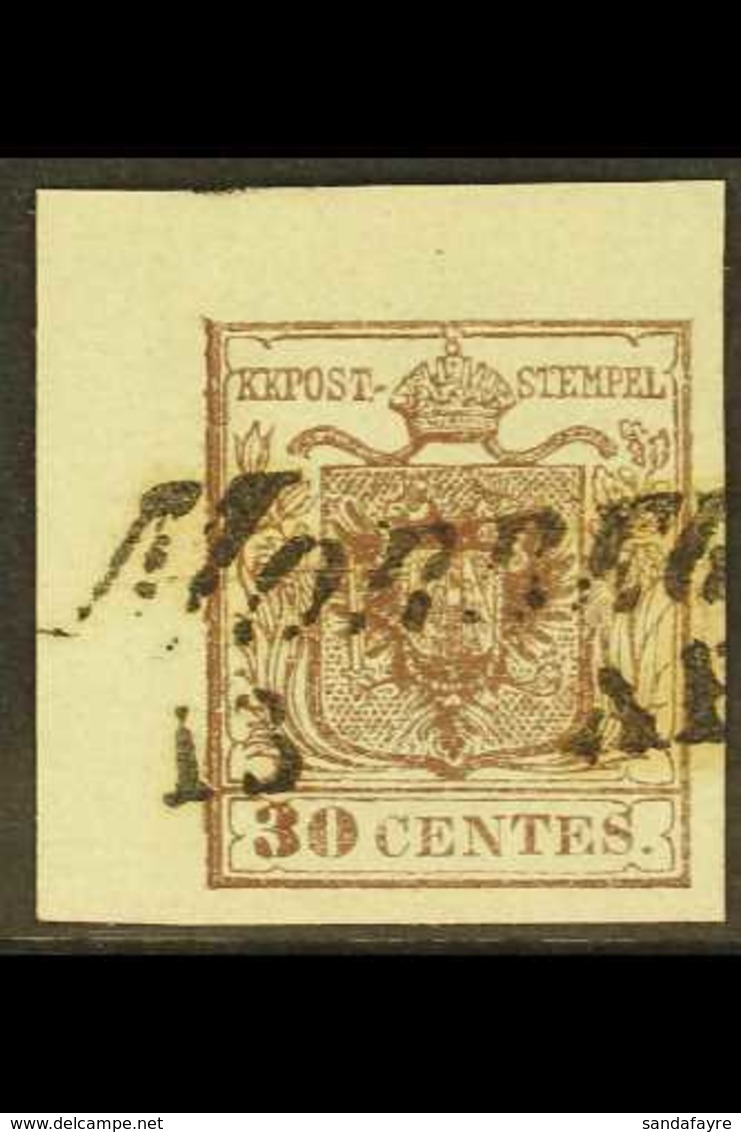 LOMBARDY VENETIA 1850 30c Brown, Mi 4x, Corner Copy With 5mm+ Margins, Very Fine Used. For More Images, Please Visit Htt - Unclassified