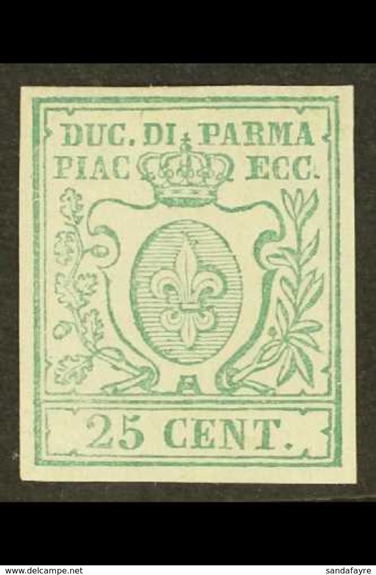 PARMA 1857 25c Fleur De Lys Proof In Green, Sass P2,  Superb Mint. For More Images, Please Visit Http://www.sandafayre.c - Unclassified