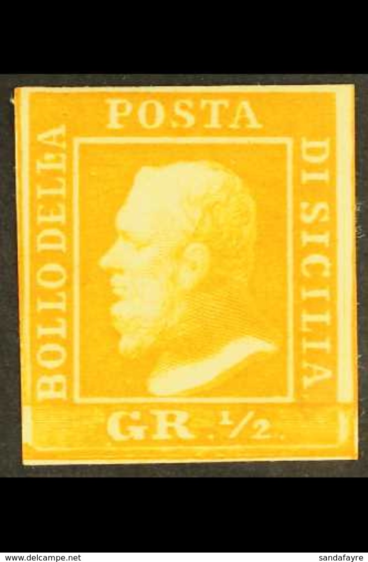 SICILY 1859 ½gr Orange, Pl II, Sass 2, Fine And Fresh Mint Og. Cat €1200 (£1050) For More Images, Please Visit Http://ww - Non Classés