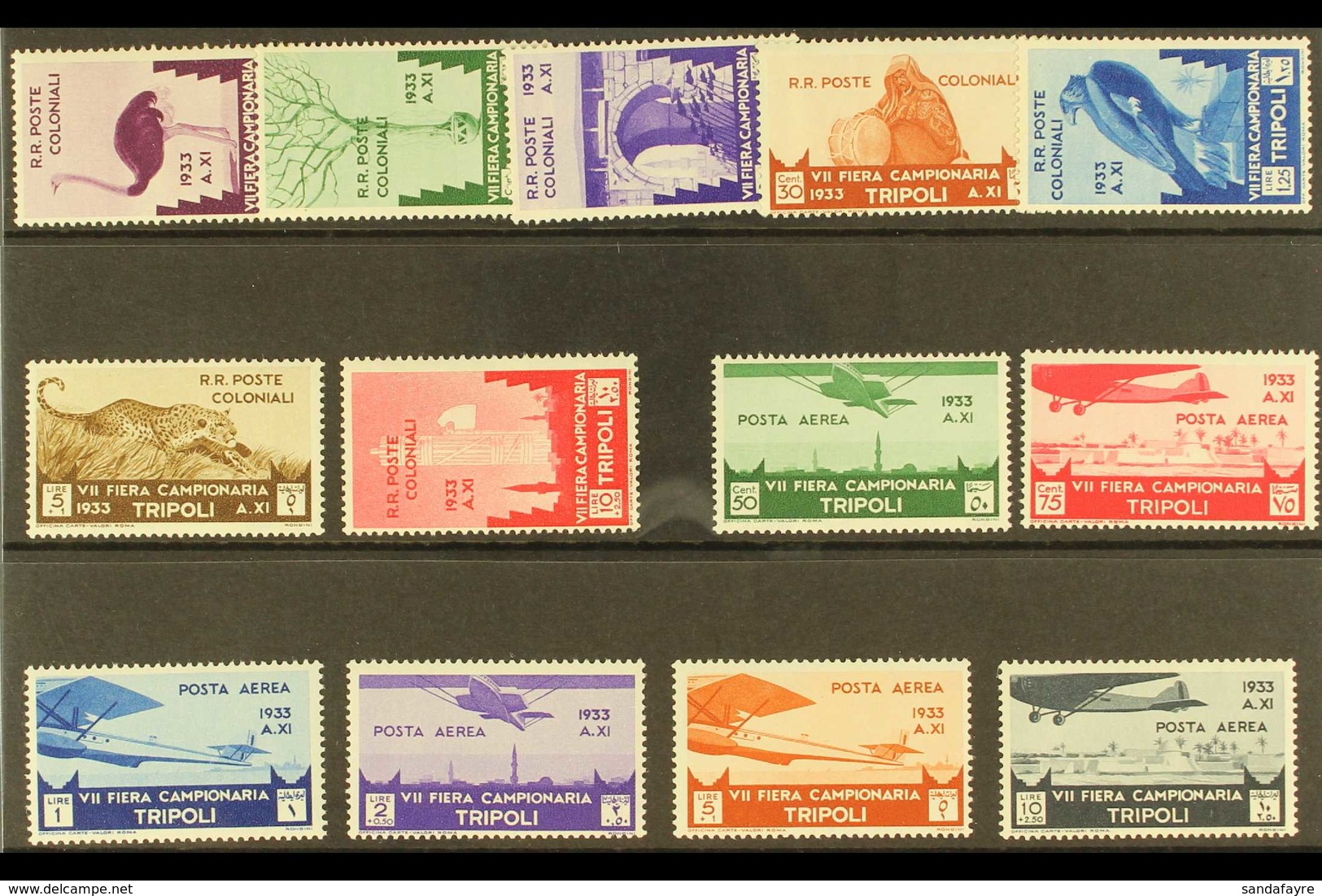 TRIPOLITANIA 1933 Seventh Tripoli Fair complete Set Including Airs, SG 158/70 (Sassone Libya 118/24 & A8/13), Never Hing - Other & Unclassified