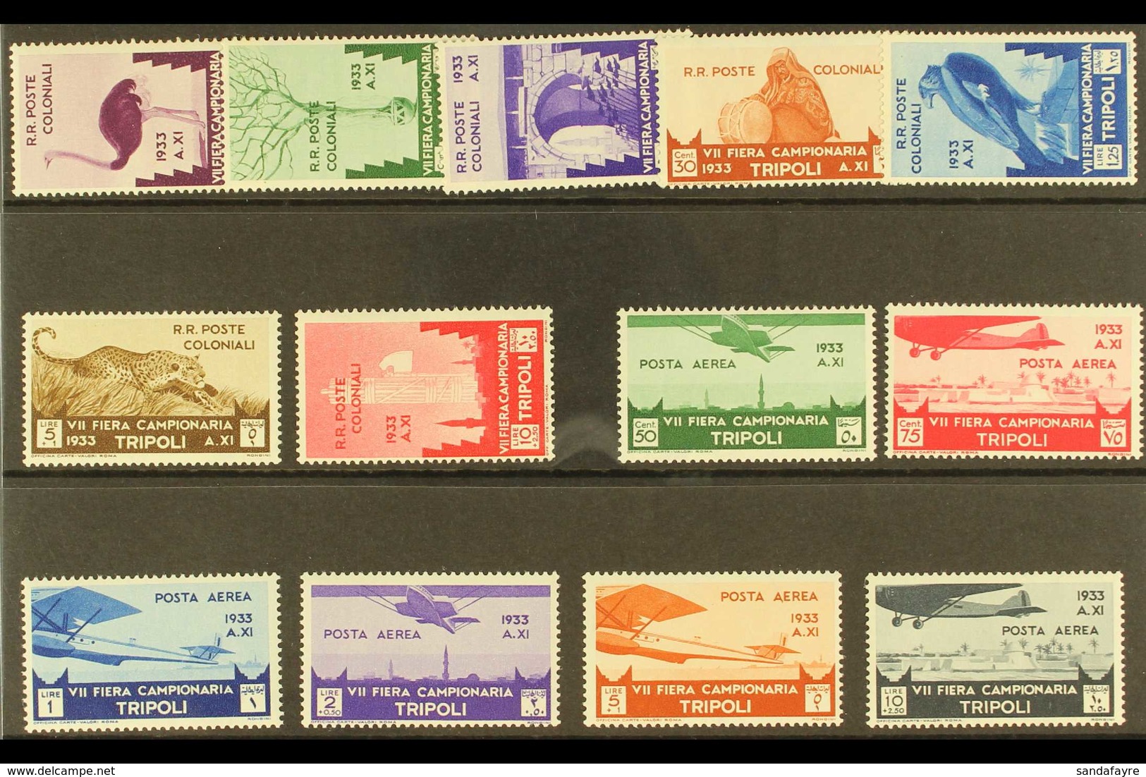 TRIPOLITANIA 1933 Seventh Tripoli Fair complete Set Including Airs, SG 158/70 (Sassone Libya 118/24 & A8/13), Never Hing - Andere & Zonder Classificatie